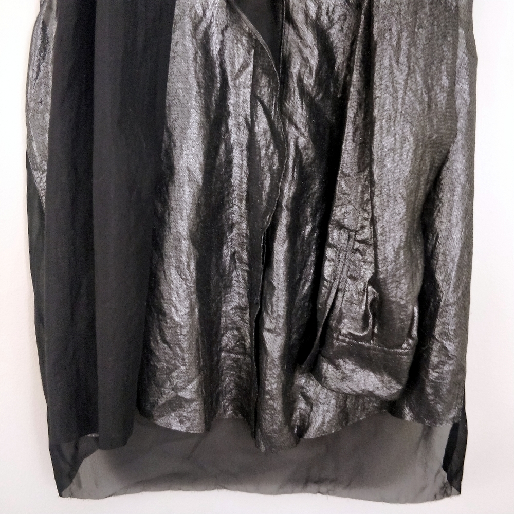 Acne Patrice Metallic Silver Blouse 38 8 - Picture 5 of 10
